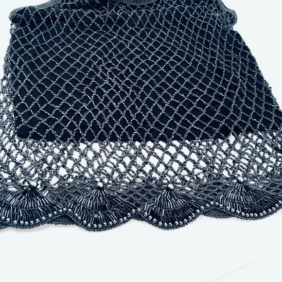 Vtg Arden B Beaded Crochet Fishnet Top & Skirt Sz M Dark Fairy Glam Goth - Picture 11 of 16